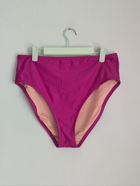 J.Crew Women's Large Hallie High Waist Bikini Bottom Magenta Orchid